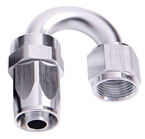 100 Series Taper 180° Swivel Hose End -10AN Silver Finish. Suit 100 & 450 Series Hose