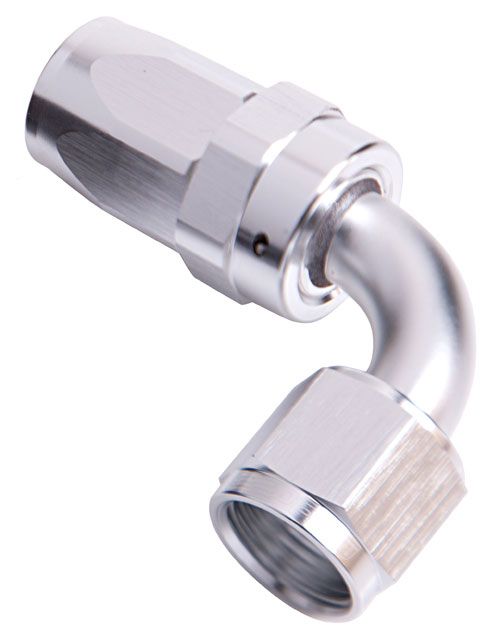 100 Series Taper 90° Swivel Hose End -10AN  Silver Finish. Suit 100 & 450 Series Hose