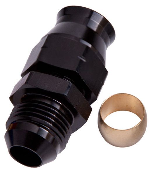 Tube to Male AN Adapter 1/4" to -4AN   Black Finish. Suits Aeroflow, Moroso & Russell Tubing