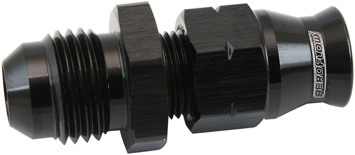 Tube to Male AN Adapter 1/4" to -6AN   Black Finish. Suits Aeroflow, Moroso & Russell Tubing