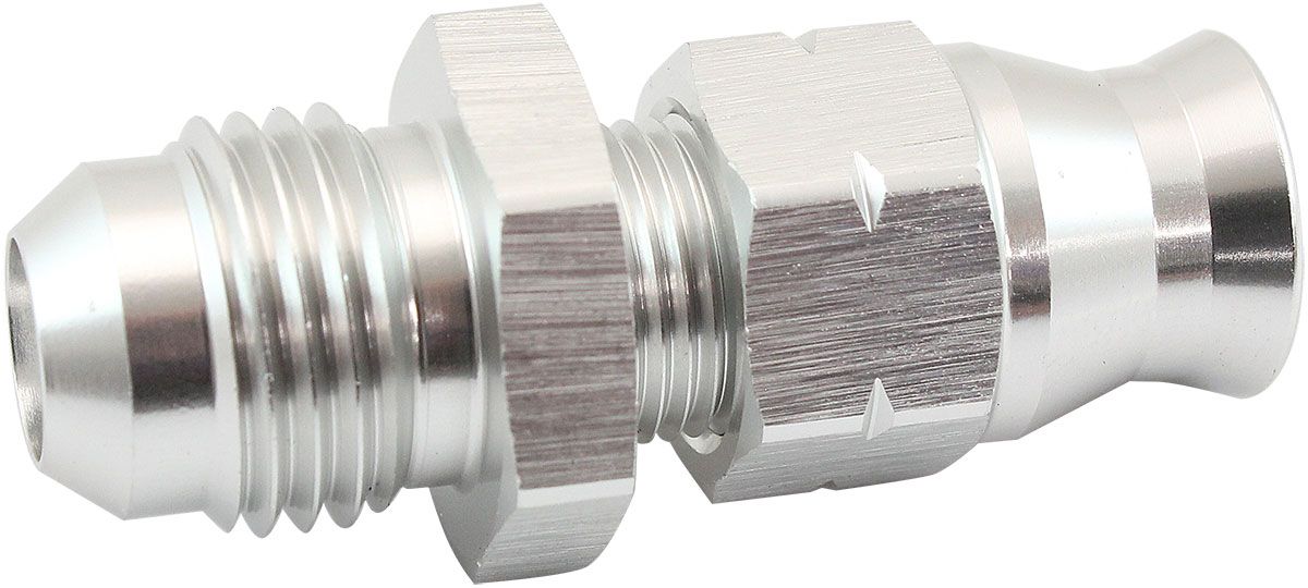 Tube to Male AN Adapter 1/4" to -6AN   Silver Finish.Suits Aeroflow, Moroso & Russell Tubing