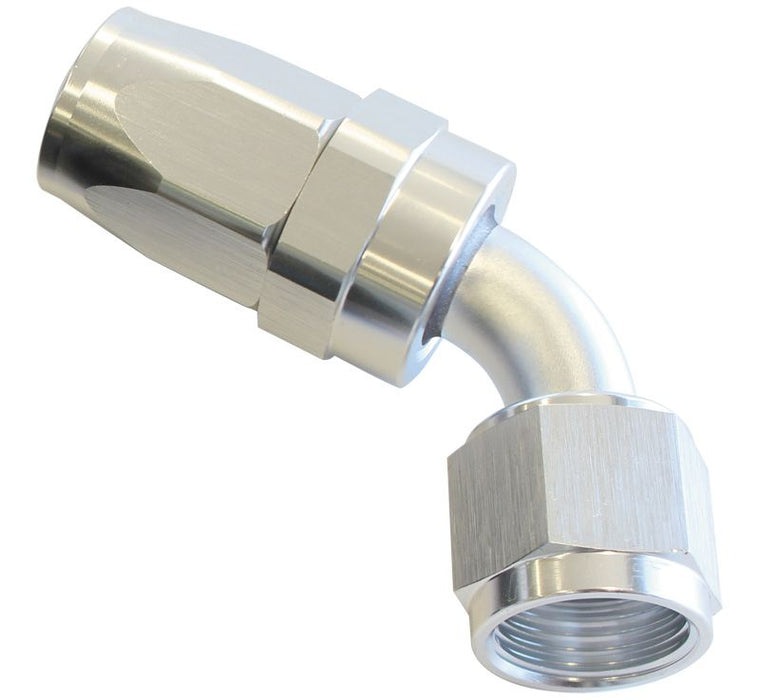 100 Series Taper 60° Swivel Hose End -8AN  Silver Finish. Suit 100 & 450 Series Hose