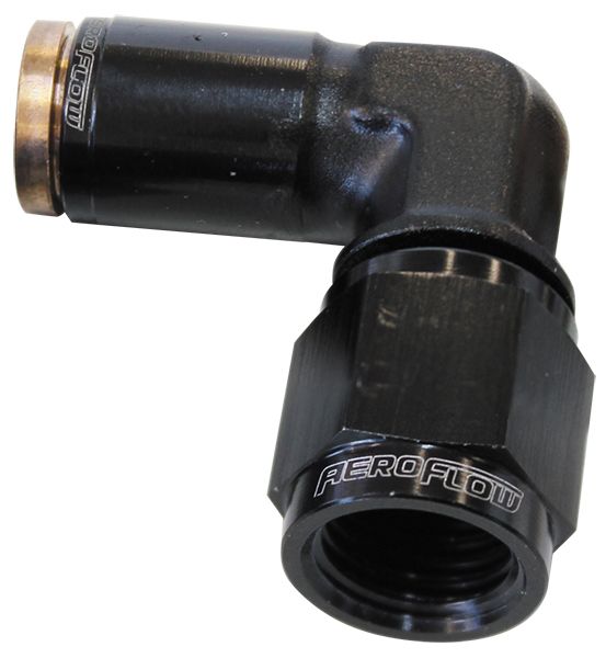 120 Series 90° -3AN to 3/16" Push to Connect Fitting Black Finish. Suits 120 Series Nylon Hose