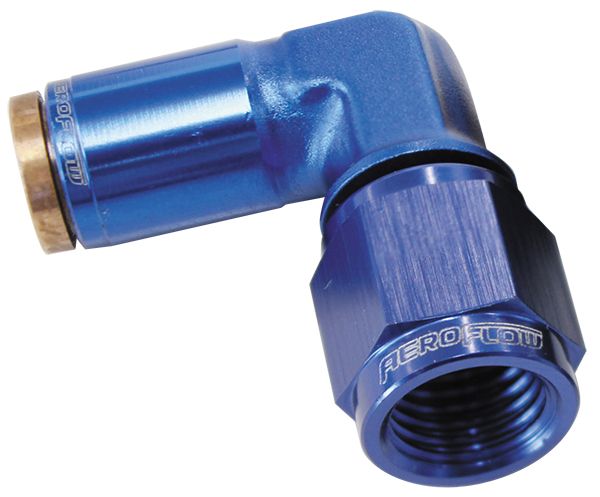 120 Series 90° -3AN to 3/16" Push to Connect Fitting Blue Finish. Suits 120 Series Nylon Hose