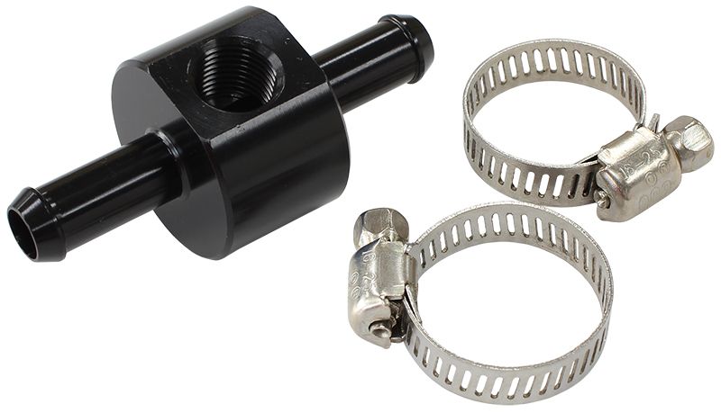 Inline 5/16" Barb Adapter with 1/8" Port   Black Finish
