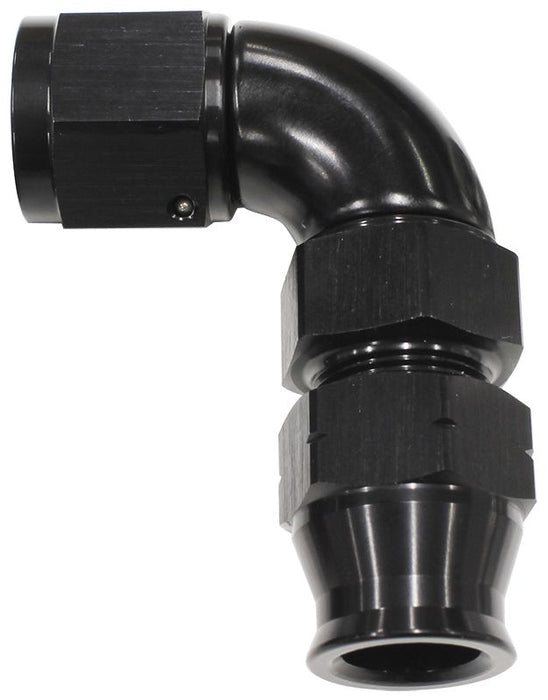 90° Tube to Female AN Adapter 1/4"to -4AN Black Finish. Suits Aeroflow, Moroso & Russell Tubing
