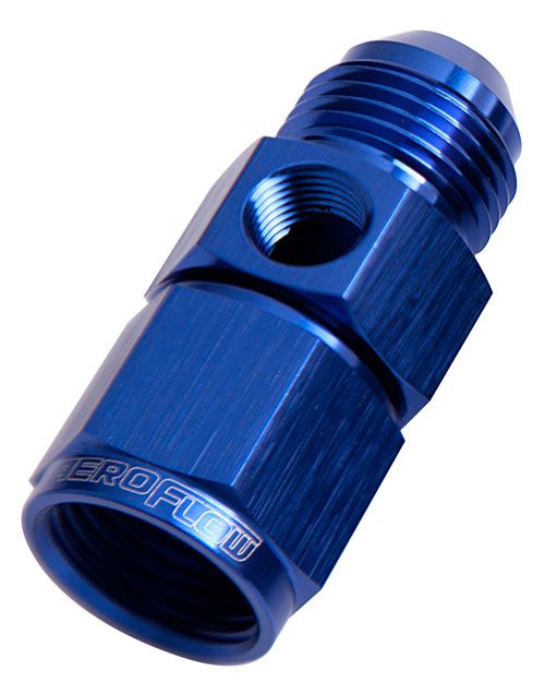 Straight Female to Male with 1/8" Port -16AN  Blue Finish