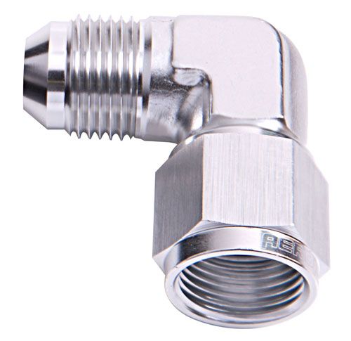 90° Female/Male Flare Swivel -3AN   Silver Finish