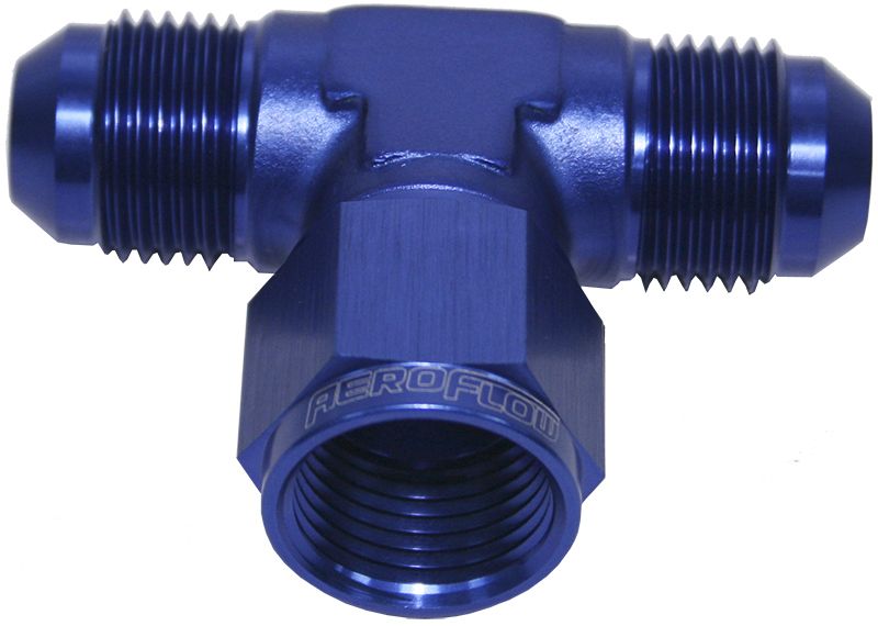 AN Tee Female Swivel On Side -4AN  Blue Finish