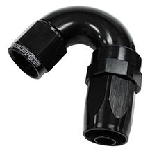 150 Series Taper One-Piece Full Flow Swivel 150° Hose End -8AN  Black Finish. Suit 100 & 450 Series Hose