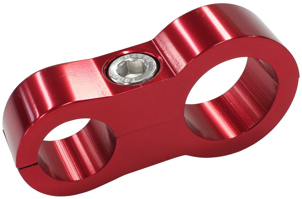 Stepped Billet Dual Hose Separator - Red Finish Suits -6 and -10 Braid Hose or -8 and -12 Teflon Hose