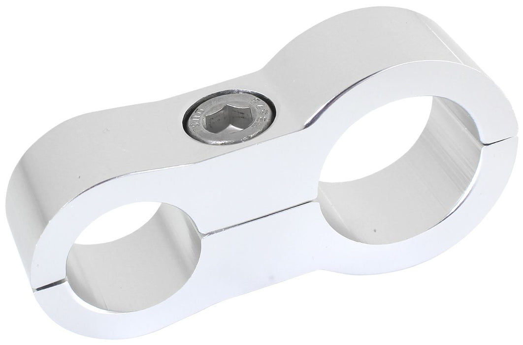 Stepped Billet Dual Hose Separator - Silver Finish Suits -6 and -10 Braid Hose or -8 and -12 Teflon Hose