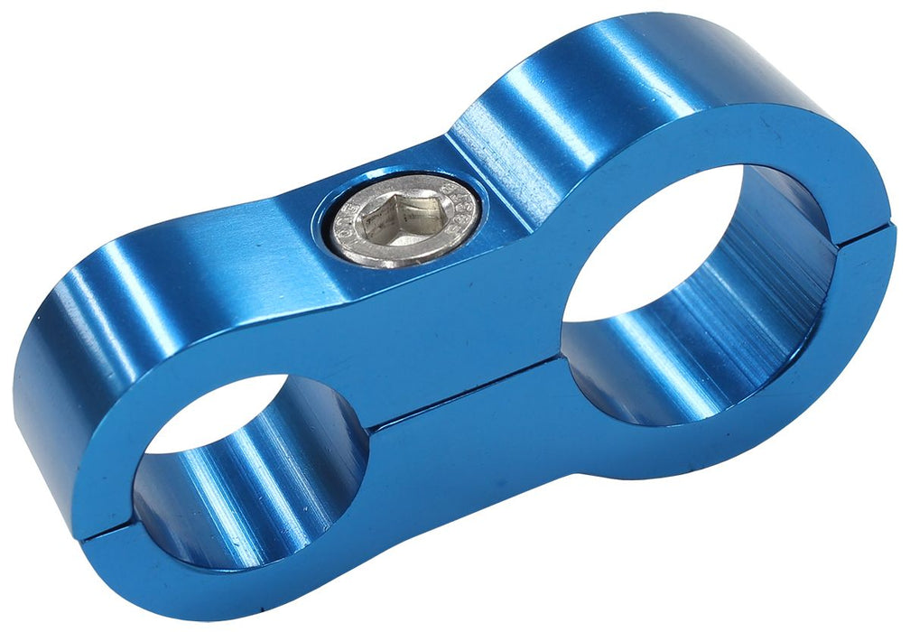 Stepped Billet Dual Hose Separator - Blue Finish Suits -6 and -10 Braid Hose or -8 and -12 Teflon Hose
