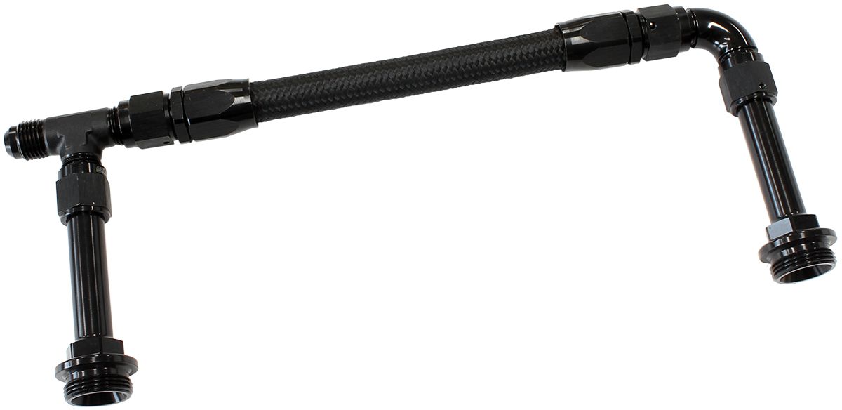 Carburettor Inlet Rail Kit -6AN  Black Finish. Suits Holley Dual Fuel Line With Dual Metering Blocks