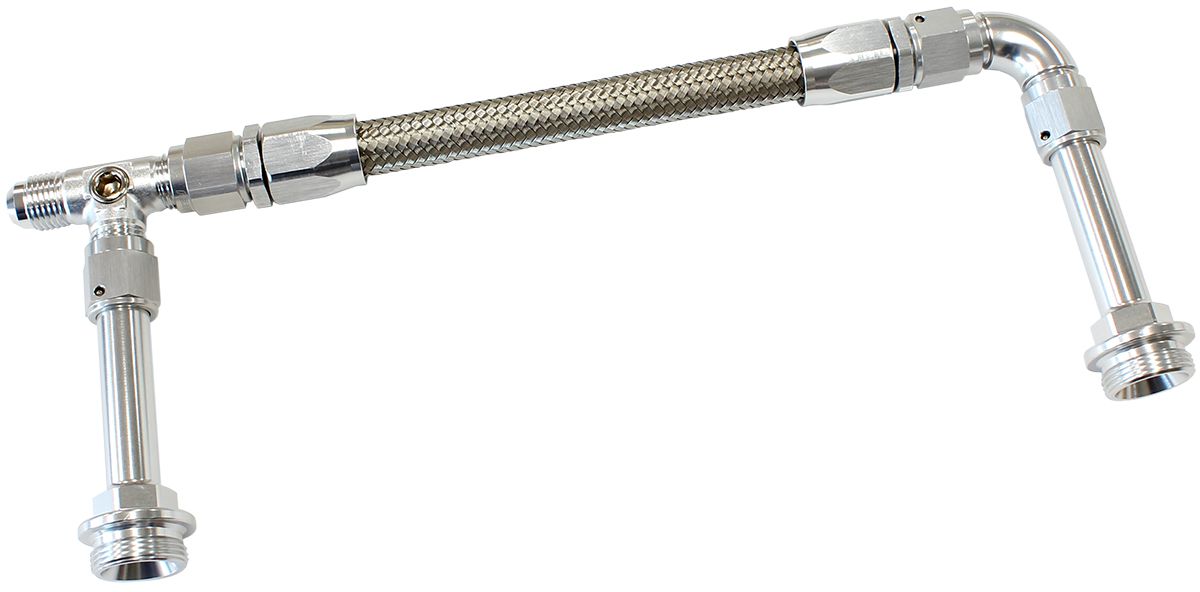 Carburettor Inlet Rail Kit -6AN  Silver Finish. Suits Holley Dual Fuel Line With Dual Metering Blocks