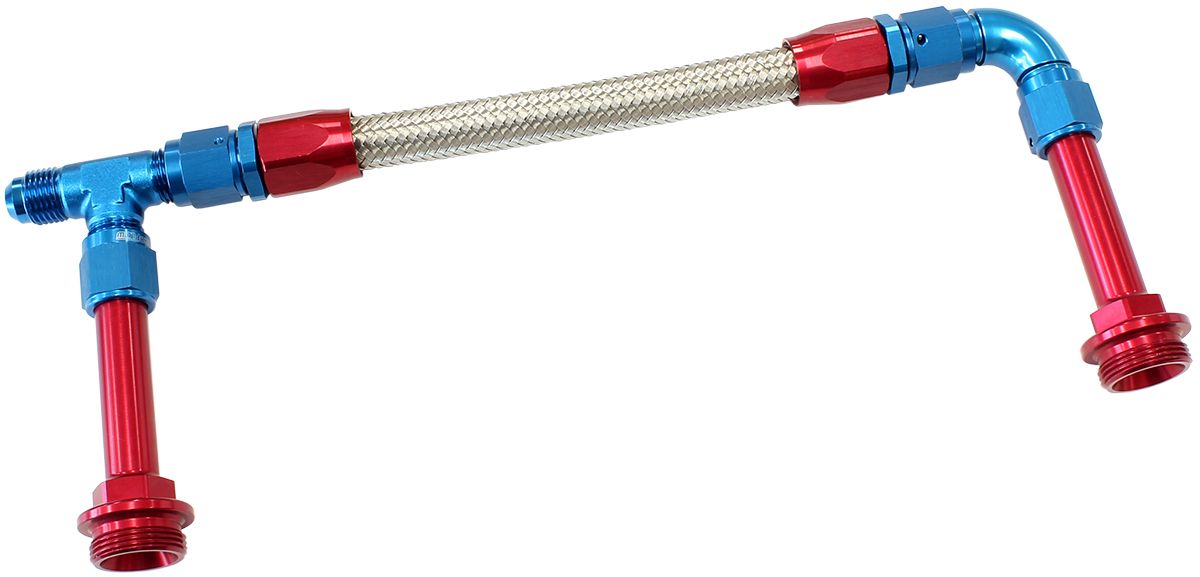 Carburettor Inlet Rail Kit -6AN  Blue Finish. Suits Holley Dual Fuel Line With Dual Metering Blocks