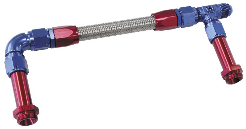 Carburettor Inlet Rail Kit -8AN (241mm) 4150   Blue Finish. Suits Holley Dual Fuel Line