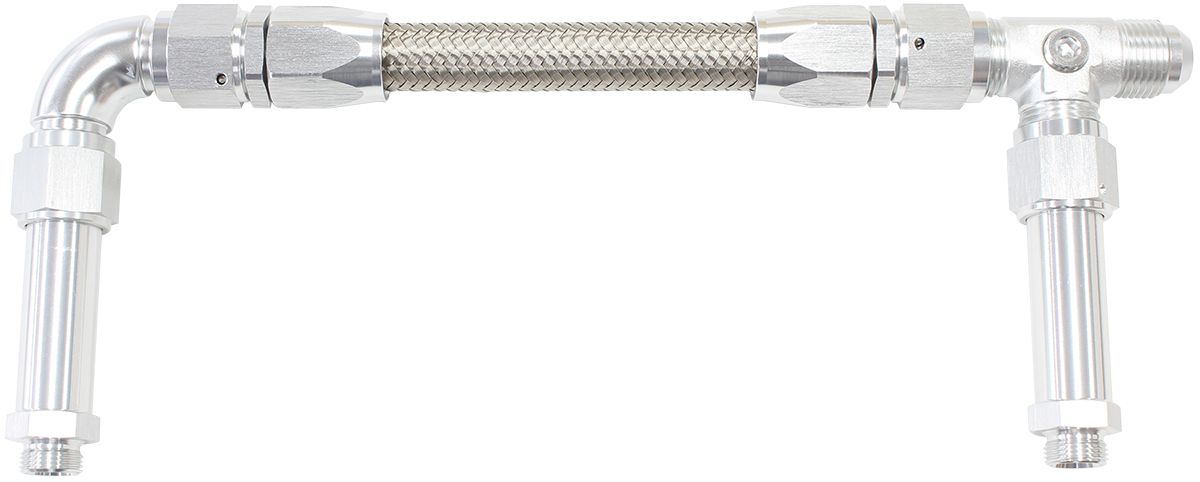 Carburettor Inlet Rail Kit -8AN  Silver Finish. Suits Barry Grant/Demon Dual Fuel Line