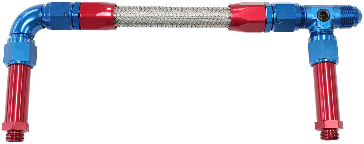 Carburettor Inlet Rail Kit -8AN  Blue Finish. Suits Barry Grant/Demon Dual Fuel Line