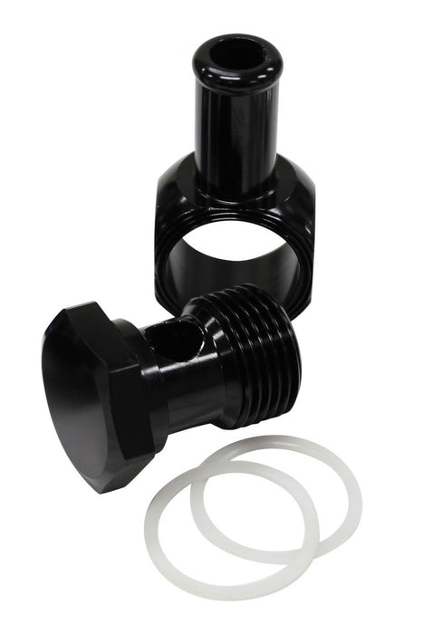 Alloy AN Banjo with Bolt 5/8" to 3/8 Barb Black Finish. Suits Edelbrock Carburettors
