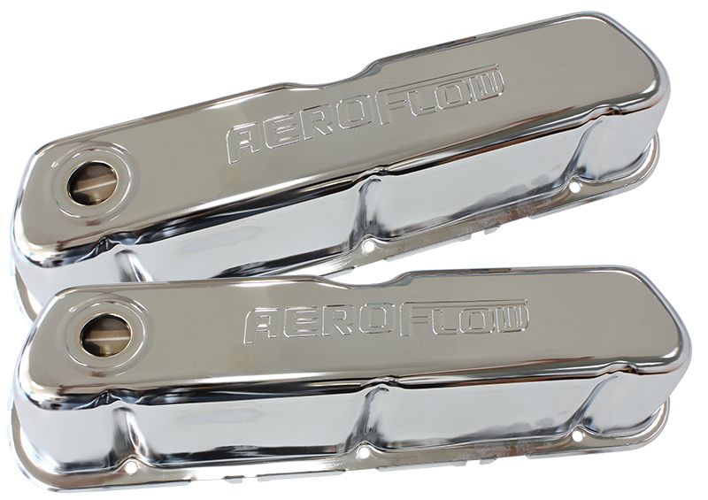 Chrome Steel Valve Covers Suit Ford 289-302-351 Windsor With Aeroflow Logo