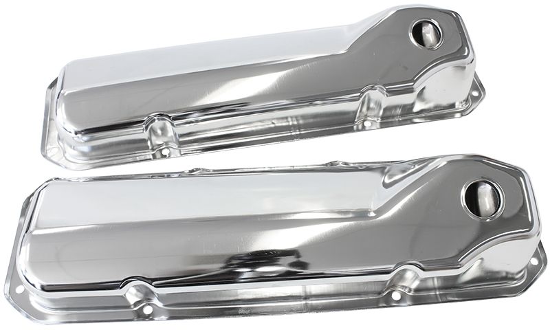 Chrome Steel Valve Covers Suit SB Ford 302-351 Cleveland Without Logo