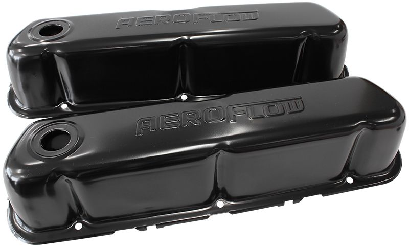 Black Steel Valve Covers Suit Ford 289-302-351 Windsor With Aeroflow Logo
