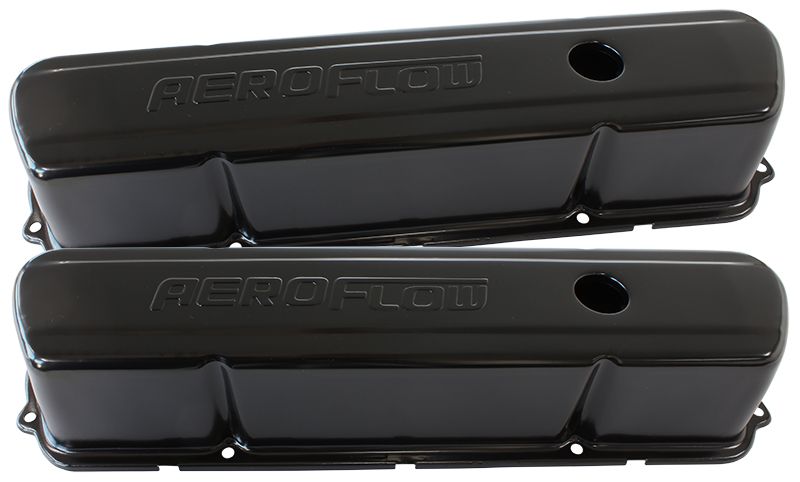Black Steel Valve Covers Suit Holden 253-308 With Aeroflow Logo
