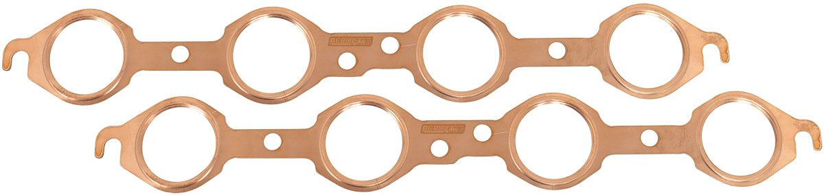 GM LS Round Port Copper Embossed Exhaust Gaskets   Sold as a Pair, 1.750" Round Port Size