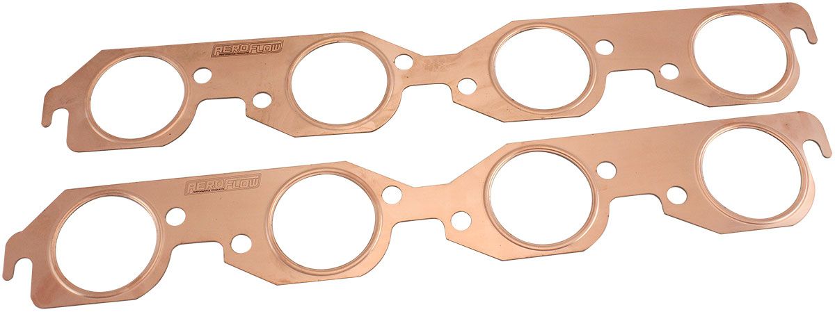 Big Block Chevy Round Port Copper Embossed Exhaust Gaskets   Sold as a Pair, 2.400" Round Port Size