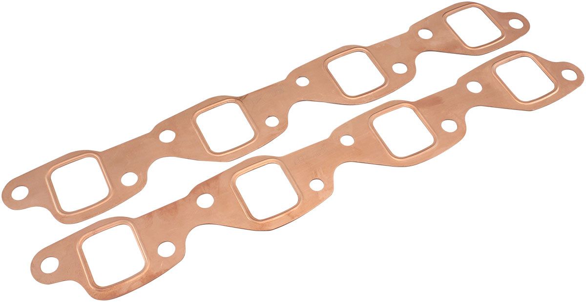 Holden V8 EFI 304-308 Copper Embossed Exhaust Gaskets   Sold as a Pair, 1.22" x 1.41" Port Size