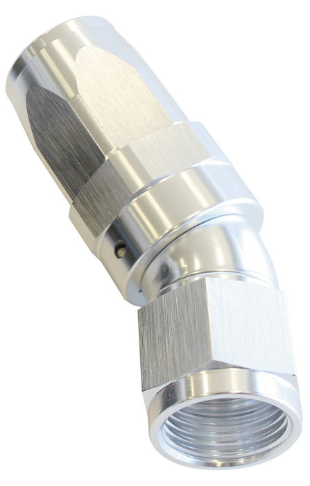 150 Series Taper One-Piece Full Flow Swivel 30° Hose End -16AN  Silver Finish. Suit 100 & 450 Series Hose