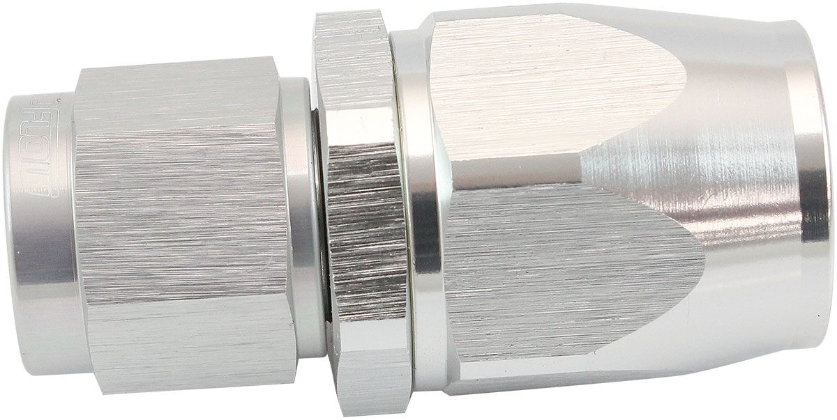 200 Series Teflon Style One Piece Straight Stepped Hose End -6AN to -8 Hose  Silver Finish. Suits 200 & 250 Series Hose