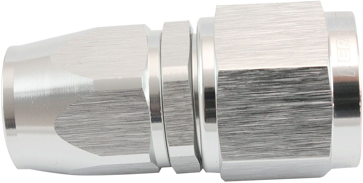 200 Series Teflon Style One Piece Straight Stepped Hose End -10AN to -8 Hose  Silver Finish. Suits 200 & 250 Series Hose
