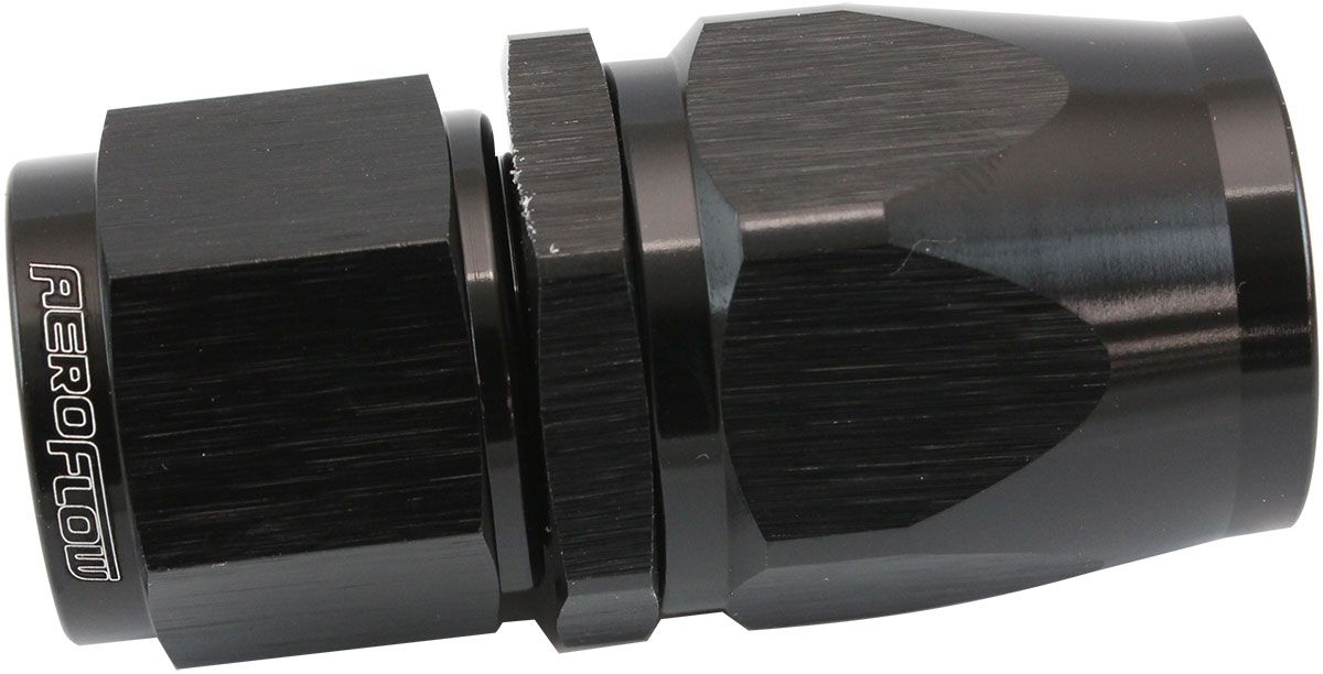 200 Series Teflon Style One Piece Straight Stepped Hose End -8AN to -10 Hose  Black Finish. Suits 200 & 250 Series Hose