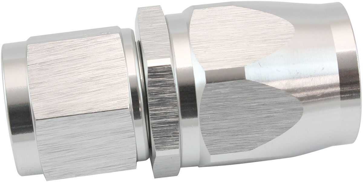 200 Series Teflon Style One Piece Straight Stepped Hose End -8AN to -10 Hose  Silver Finish. Suits 200 & 250 Series Hose