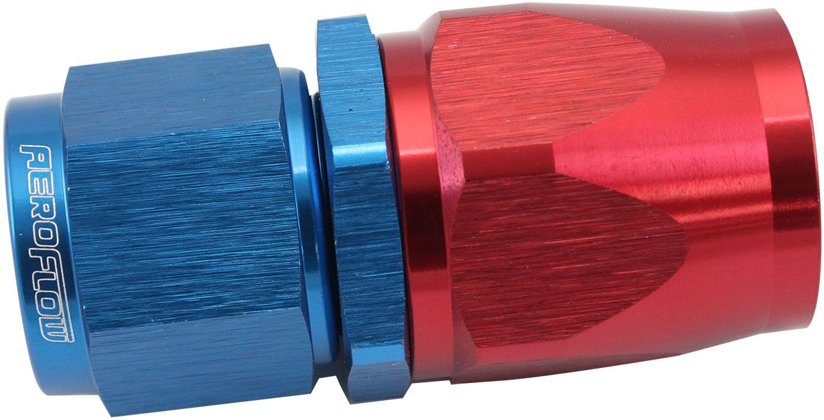 200 Series Teflon Style One Piece Straight Stepped Hose End -8AN to -10 Hose  Blue/Red Finish. Suits 200 & 250 Series Hose