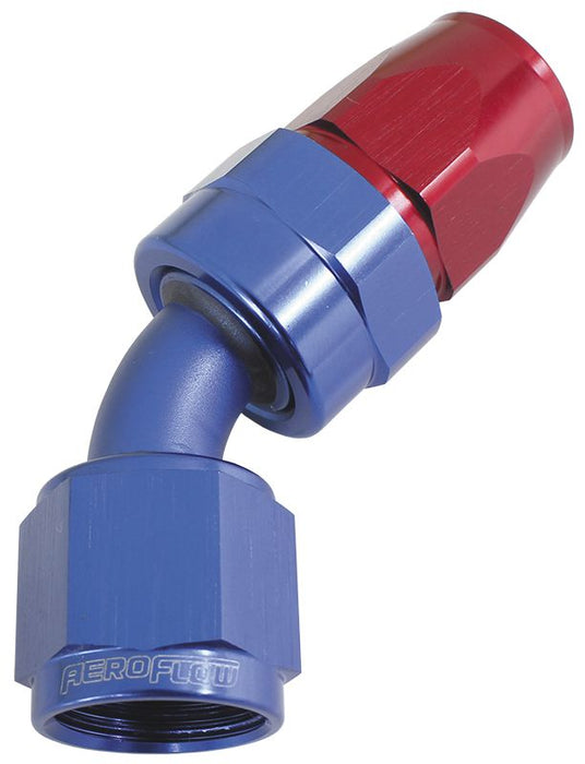 200 Series PTFE 45° Hose End -3AN Blue/Red Finish. Suits 200 & 250 Series Hose
