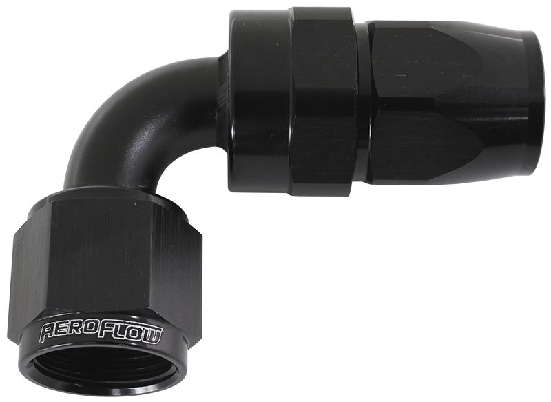 200 Series PTFE 90° Hose End -4AN Black Finish. Suits 200 & 250 Series Hose