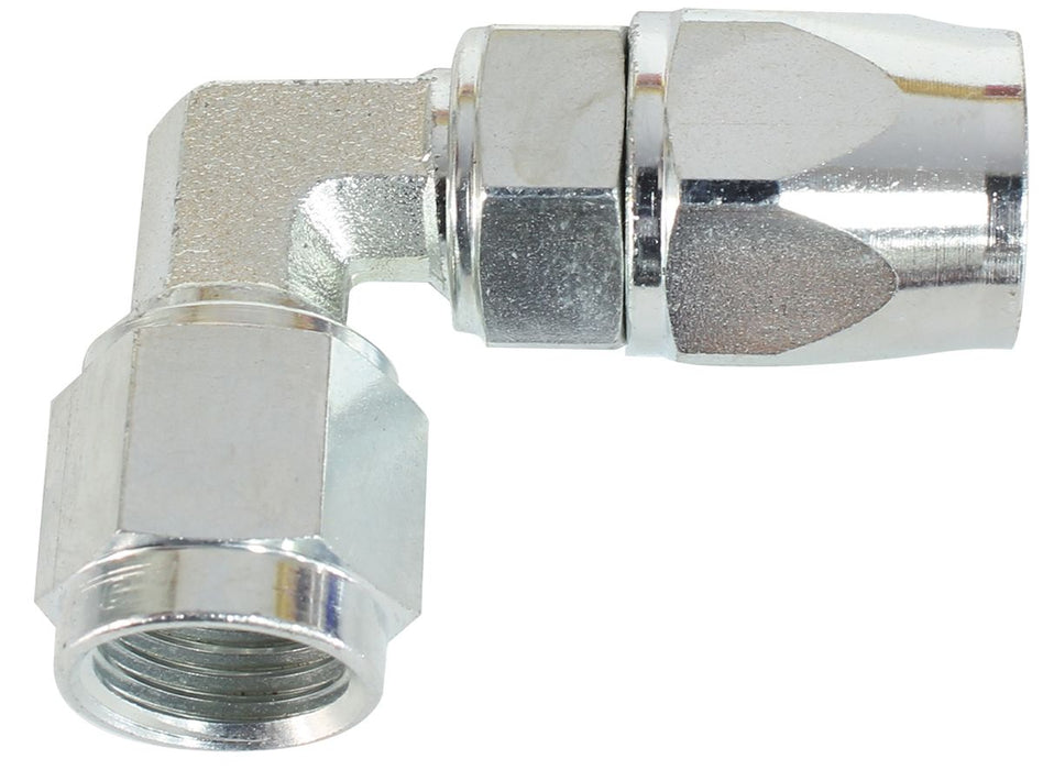 Zinc Coated Steel 90° Hose End -6AN to -6AN  Suit 200 Series PTFE (Teflon) Hose