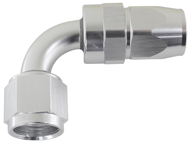 200 Series PTFE 90° Hose End -12AN  Silver Finish. Suits 200 & 250 Series Hose