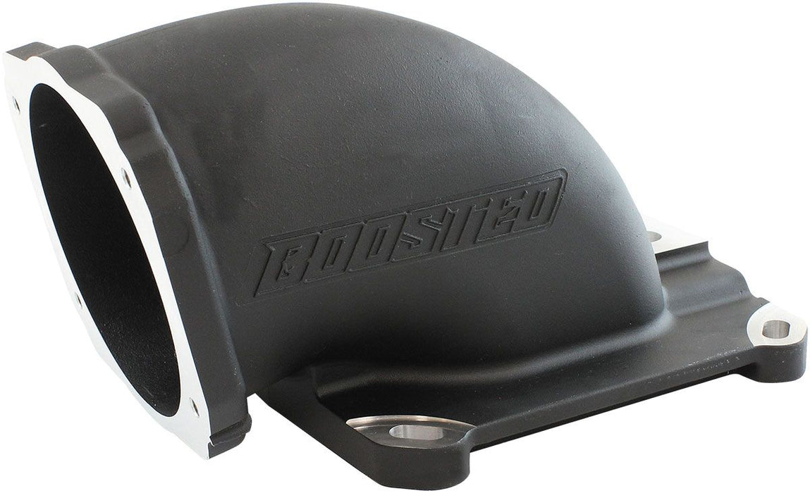 Aeroflow Cast EFI Throttle Body Elbow - Black Finish Suit 4150 / 4500 Flanges & GM LS 4 Bolt Throttle Body