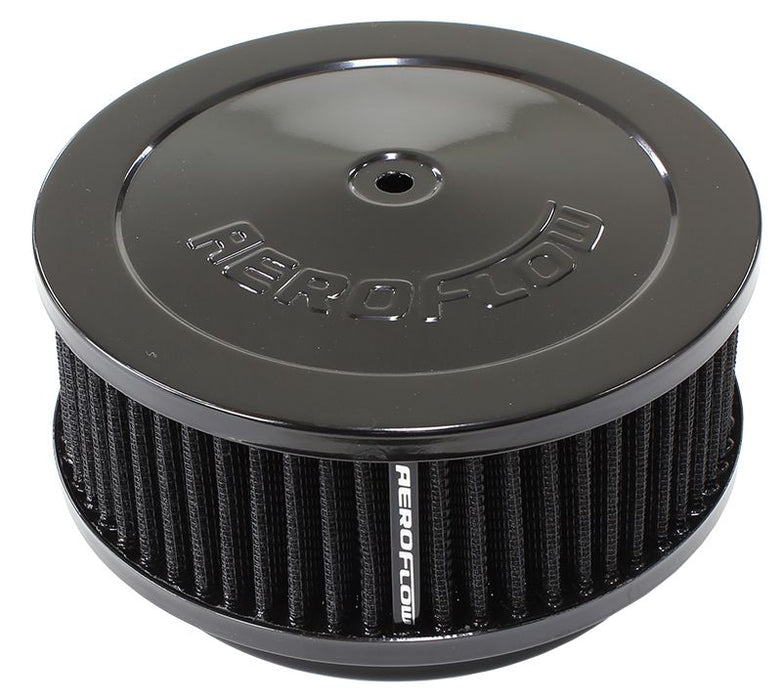 Black Air Filter Assembly  6-3/8" x 2-1/2", 5-1/8" neck, black washable cotton element