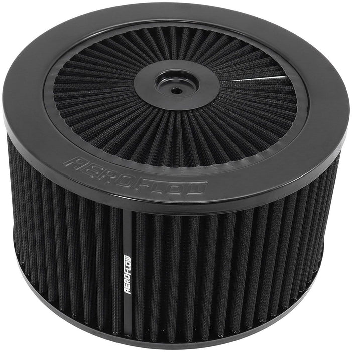 Black Full Flow Air Filter Assembly with  9" x 5", 5-1/8" neck, black washable cotton element