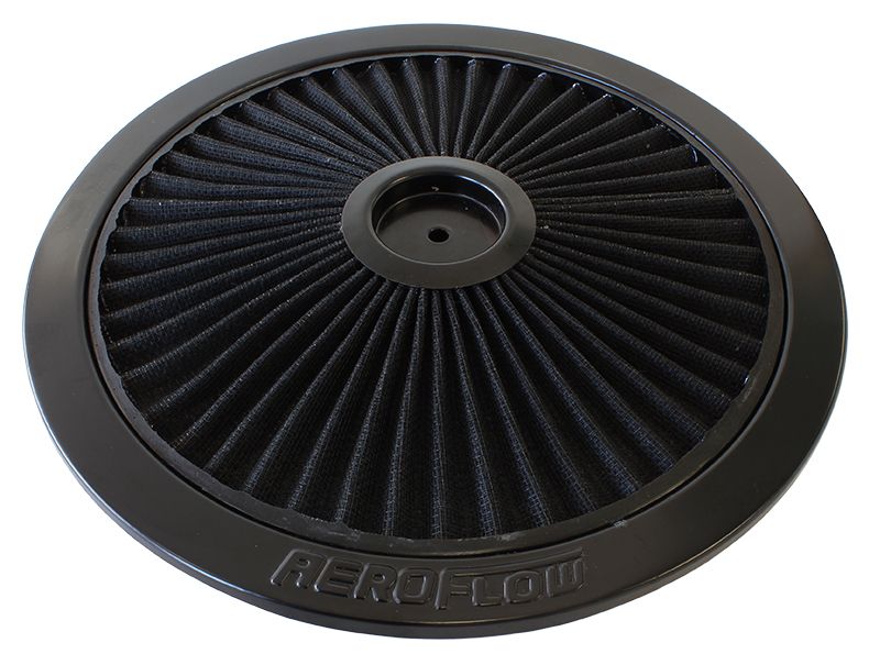 Black Full Flow Air Filter Top Plate   14" diameter, black washable cotton element