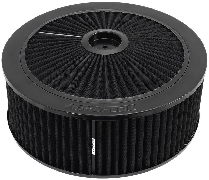 14" x 5" Full Flow Air Filter Assembly,Black  1-1/8" Drop Base. Washable Cotton Element. Fits 5-1/8" Neck