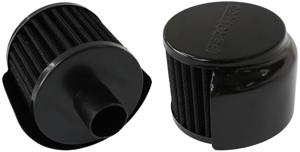 Black Push In Breather With Black Shield  3" (76.2mm) O.D. x 2-1/2" (63.5mm) High, 1" (25.4mm) Flange Inside Diameter