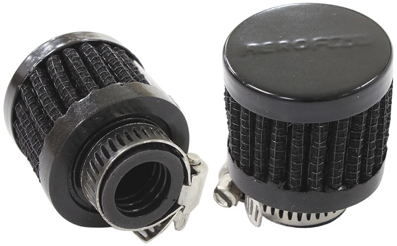 Black Clamp On Breather  1-3/8" (34mm) O.D. x 1-1/8" (28.5mm) High, 9/16" (14.2mm) Flange Inside Diameter