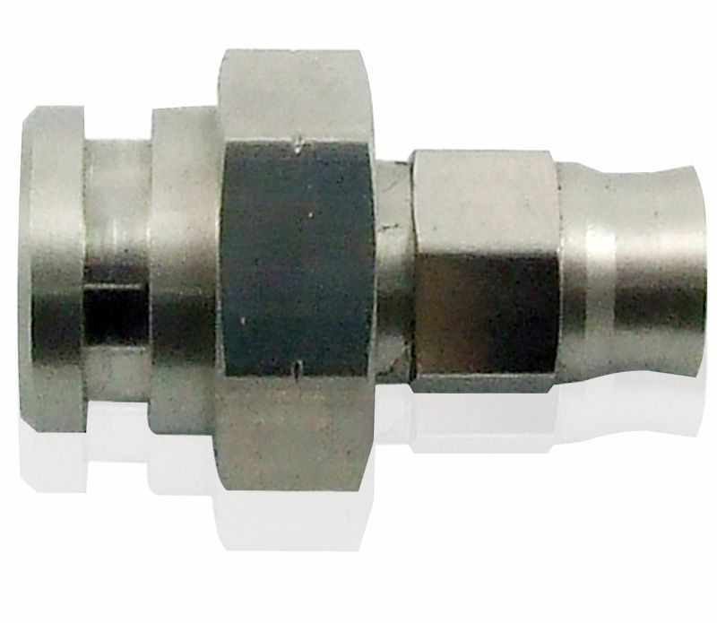 Stainless Steel 19mm Female Inverted Flare to -3AN Hose End  17mm Hex with Retainer Clip Recess. 3/8"-24