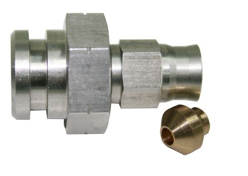 Stainless Steel 19mm Female Inverted Flare to -3AN Hose End  17mm Hex with Retainer Clip Recess. M10 x 1.0mm